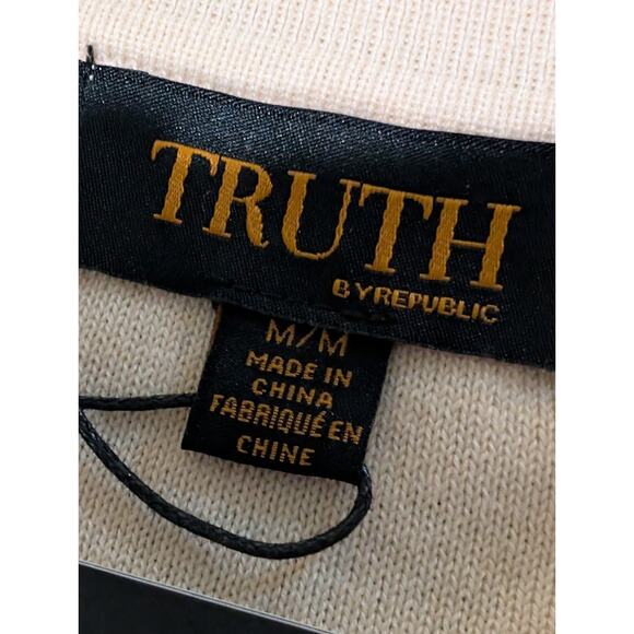 NEW Truth by Republic Sweater Ivory Blue Stripes Women's Size Medium Preppy NWT - Picture 9 of 16